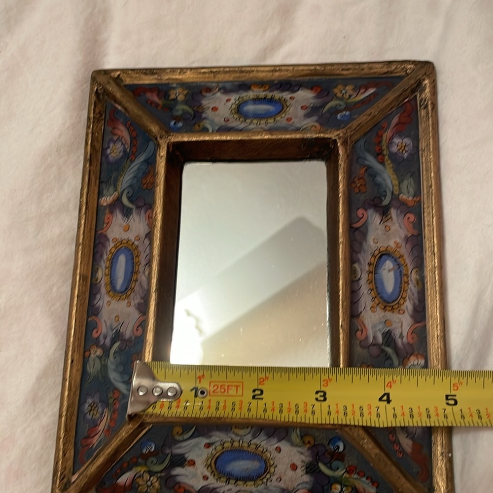 Vintage Ornate Gold and Blue Mirror Frame - Picture 9 of 10